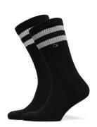 Ck Men Sock 2P Stripes Underwear Socks Regular Socks Black Calvin Klei...