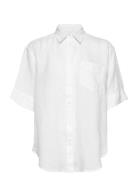 D2. Rel Ss Linen Chambray Shirt Tops Shirts Short-sleeved White GANT