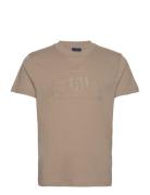 Reg Tonal Shield Ss T-Shirt Tops T-shirts Short-sleeved Beige GANT