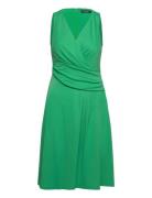 Surplice Jersey Sleeveless Dress Knelang Kjole Green Lauren Ralph Laur...