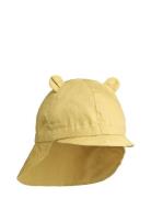 Gorm Linen Sun Hat With Ears Solhatt Yellow Liewood