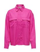 Onlcaro L/S Ovs Linen Bl Shirt Cc Pnt Tops Shirts Long-sleeved Pink ON...