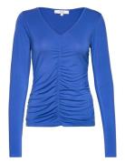 Cc Heart Sofia Gathered Front Blous Tops Blouses Long-sleeved Blue Cos...