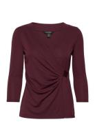Stretch Jersey Top Tops T-shirts & Tops Long-sleeved Burgundy Lauren R...