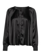 Kasally Loose Shirt Tops Blouses Long-sleeved Black Kaffe