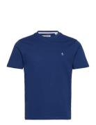 S/S Pin Point Embroi Tops T-shirts Short-sleeved Blue Original Penguin