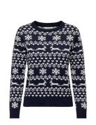 Onlxmas Snowflake Ls O-Neck Knt Tops Knitwear Jumpers Navy ONLY