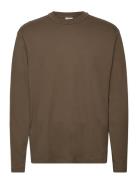 100% Cotton Long-Sleeved T-Shirt Tops T-shirts Long-sleeved Khaki Gree...