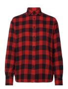 Relaxed Fit Plaid Cotton Twill Shirt Tops Shirts Long-sleeved Red Polo...