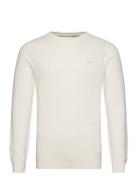 Cotton Pique C-Neck Tops Knitwear Round Necks Cream GANT