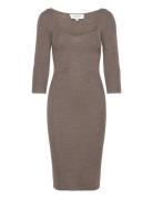 Merino Wool Dress Knelang Kjole Brown Rosemunde