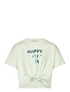 Cropped Knotted T-Shirt Tops T-shirts Short-sleeved Green Tom Tailor