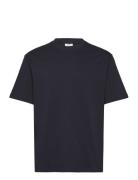 Basic 100% Cotton Relaxed-Fit T-Shirt Tops T-shirts Short-sleeved Navy...