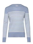 Fine Knit Striped C-Neck Tops Knitwear Jumpers Blue GANT