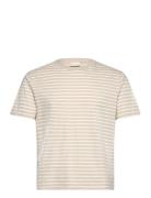 Striped T-Shirt Tops T-shirts Short-sleeved Beige GANT