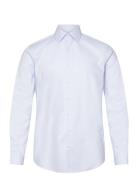 Round Structure Fitted Shirt Tops Shirts Business Blue Calvin Klein