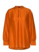 D2. Lyocell Silk Pop Over Blouse Tops Blouses Long-sleeved Orange GANT