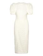 Lace Midi Fitted Dress Knelang Kjole White ROTATE Birger Christensen