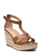 Large Croc Emboss-Hale Ii-Es-Wed Sandal Med Hæl Espadrilles Brown Laur...