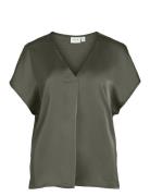 Viellette V-Neck S/S Satin Top - Noos Tops T-shirts & Tops Short-sleev...