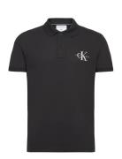 Monologo Polo Tops Polos Short-sleeved Black Calvin Klein Jeans