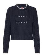 Tjw Bubble Cable Flag Crew Tops Knitwear Jumpers Navy Tommy Jeans