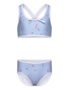 Bikini W. Bow + Aop Bikini Blue Color Kids