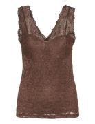 Crglaze Long Top Tops T-shirts & Tops Sleeveless Brown Cream