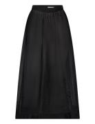 Hayden Pleated Wide Organza Midi Skirt Knelangt Skjørt Black Malina