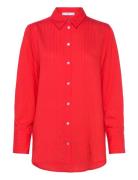 Stripe-Patterned Shirt Tops Shirts Long-sleeved Red Mango