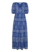 Gamboll Maxi Dress Ss Maxikjole Festkjole Blue Lollys Laundry