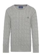 Cable-Knit Cotton Sweater Tops Knitwear Pullovers Grey Ralph Lauren Ki...
