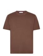 Knit Cotton T-Shirt Tops T-shirts Short-sleeved Brown Mango