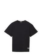 Over Printed T-Shirt Tops T-shirts Short-sleeved Black Tom Tailor