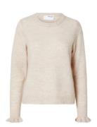 Slflulu Ls Knit Frill Cuff O-Neck Noos Tops Knitwear Jumpers Cream Sel...