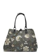 Weekend Bag Black Flower Linen Shopper Veske Multi/patterned Ceannis