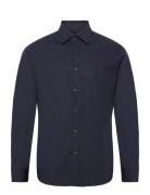 Slim Fit Stretch Cotton Shirt Tops Shirts Casual Navy Mango