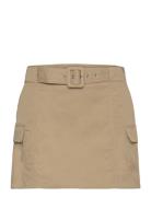 Cargo Mini-Skirt With Belt Kort Skjørt Brown Mango