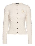 Gassed Cotton-Cardigan Tops Knitwear Cardigans Cream Lauren Ralph Laur...