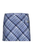 Check Tweed Miniskirt Kort Skjørt Blue Mango