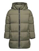 Quilted Long Coat Fôret Jakke Khaki Green Mango