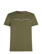 Tommy Logo Tee Tops T-shirts Short-sleeved Green Tommy Hilfiger