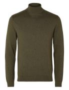 Slhberg Roll Neck Noos Tops Knitwear Turtlenecks Khaki Green Selected ...