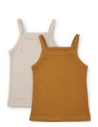 Naomi Singlet 2-Pack Tops T-shirts Sleeveless Orange Liewood