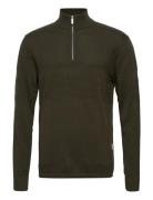 Slhmaine Ls Knit Half Zip W Tops Knitwear Half Zip Jumpers Khaki Green...