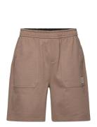 Shrunken Badge Hwk Short Bottoms Shorts Sweat Shorts Brown Calvin Klei...