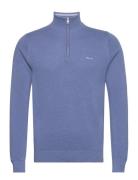 Cotton Pique Half Zip Tops Knitwear Half Zip Jumpers Blue GANT