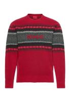 Soslo Designers Knitwear Round Necks Red HUGO