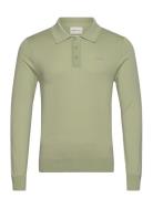 Fine Cotton Polo Tops Knitwear Long Sleeve Knitted Polos Green GANT