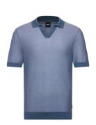 Tempio Tops Knitwear Short Sleeve Knitted Polos Blue BOSS